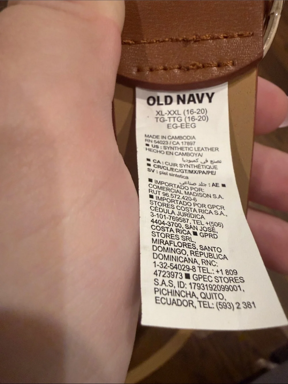 Old Navy Tan Belt with Round Gold Buckle
